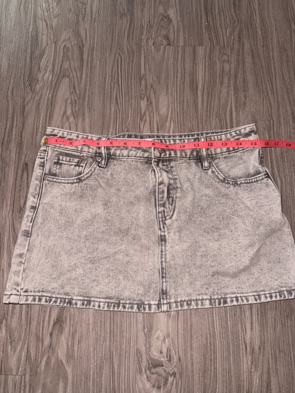 Ashley Mason Gray Acid Wash Denim Skirt - Picture 3 of 4